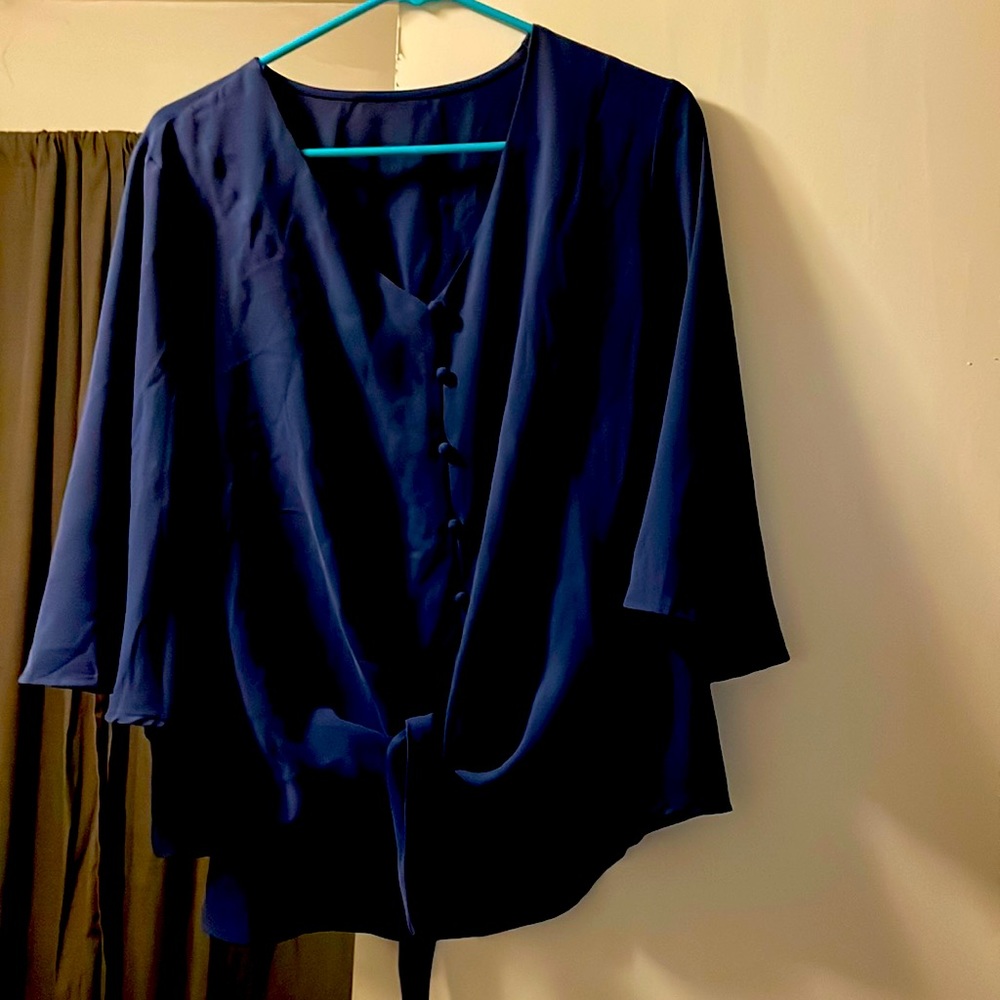 Blue silky top - Picture 1 of 3